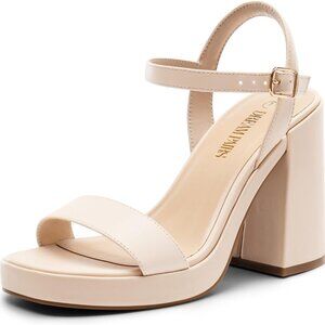 Women Chunky Platform Heels Faux Leather Open Toe Dress Shoes 7